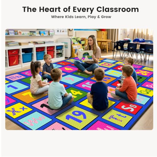 ABCarpet Number Classroom Rug for Kids, 7'6''x13'1'' Durable Nylon Classroom Seating Rug with Non-Slip Backing, School Carpet for Circle Time, Preschool, Daycare, Playroom, Learning & Reading Area - image 4