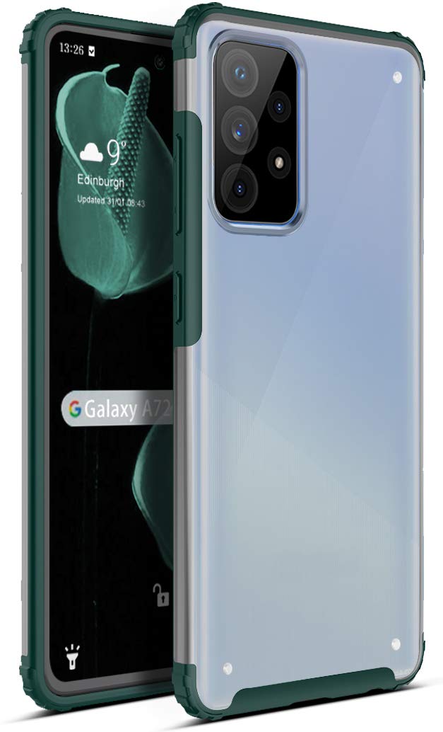 MOONCASE Case for Samsung Galaxy A72 5G, Ultra-Thin Frosted Transparent Back Cover Shock Absorption Anti-Fall Flexible Ultra-Light Case for Samsung Galaxy A72 5G (Green)