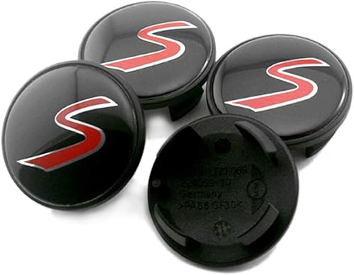 4 tapas de rueda central para Mini Cooper S Emblem R53 R56, color rojo S, tapas centrales para Mini Cooper Coupé S Clubman Countryman Paceman