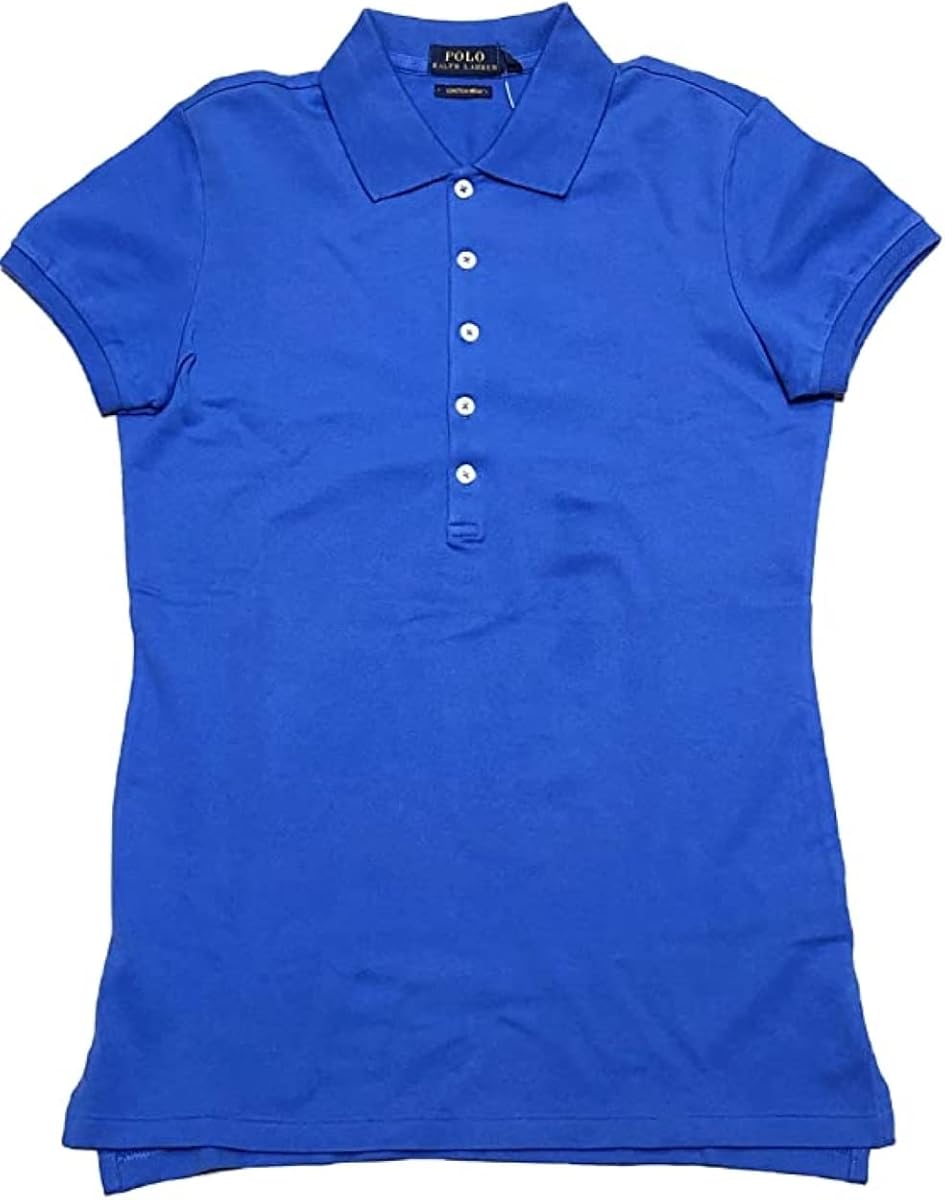 Womens Skinny Fit Stretch Mesh Polo Shirt (Brill Blue, X-Small)