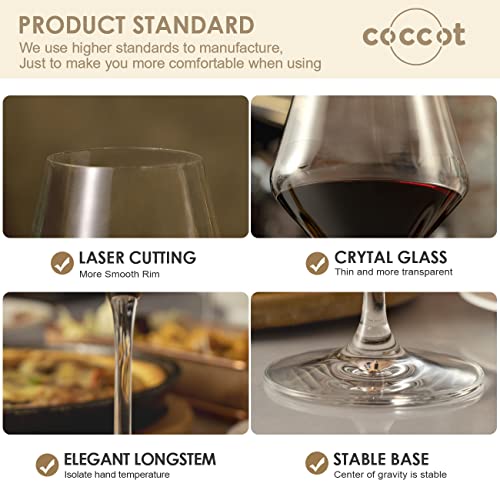 Coccot 07167L Wine Glasses,White Red Wine Glasses Set Of 6,Lead-Free Premium Crystal Clear Glass,Hand Blown Italian Style Burgundy Long Stem Wine Glasses,Great Gift Packaging thumb #5