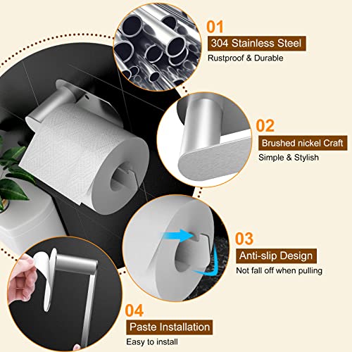 Self-Adhesive Toilet Paper Holder Wall Mount, Brushed Nickel #TOP1