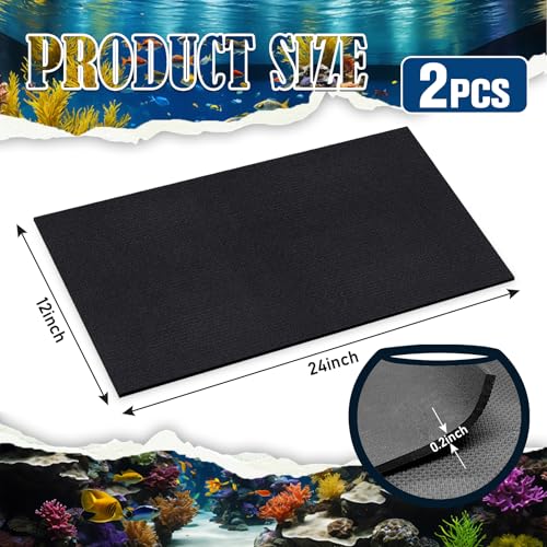 Image of Aquarium Leveling Mat 2PCS /Set Neoprene Non-Slip Shockproof Fish Tank Pad Waterproof Textured Surface for Uneven Surfaces Durable Fish Tank Mat with Easy-Cut Edges (No Glue, 24x12 Inch)