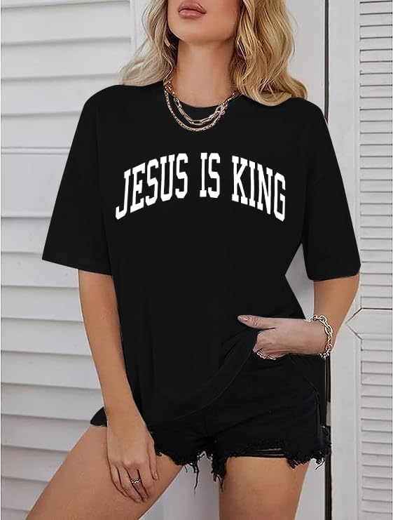 Christian Shirt Women Oversized Jesus Tshirt Jesus Love You Shirts Jesus Faith Tops Bible Verse Inspirational Tee - Image 5