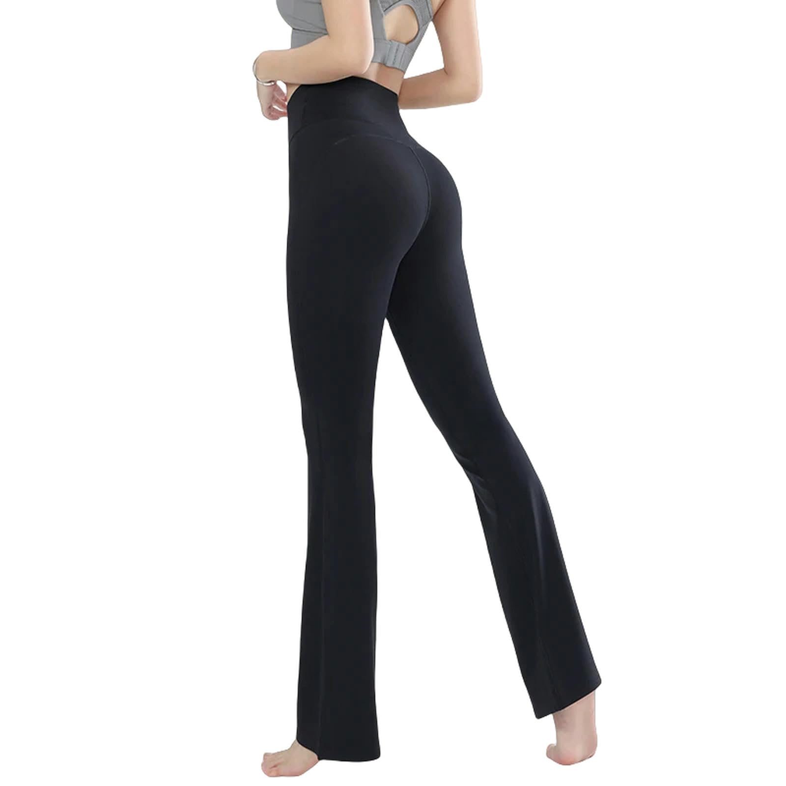 VALGRE Legginsy dla kobiet UK damskie legginsy wąskie spodnie do jogi damskie spodnie z wysokim stanem szerokie nogawki sportowe spodnie dzwonowe oddychające - khaki-s