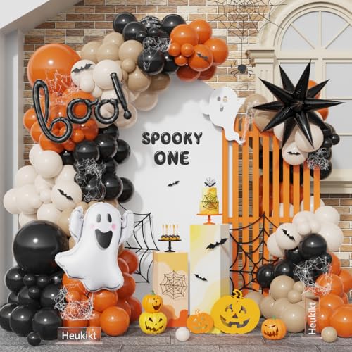 Halloween Little BOO Balloon Garland Arch Kit, 151 Pcs Black Burn...
