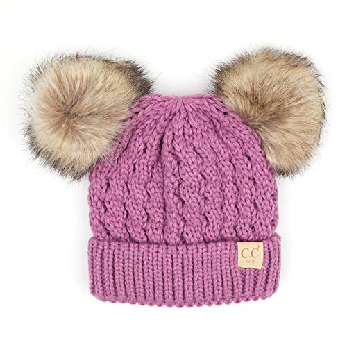 Image of C.C Exclusives Children Kid Double Pompom Knitted Beanie for Kids Ages 2-5 (KID-23)(KID-24)(KIDS-2055)