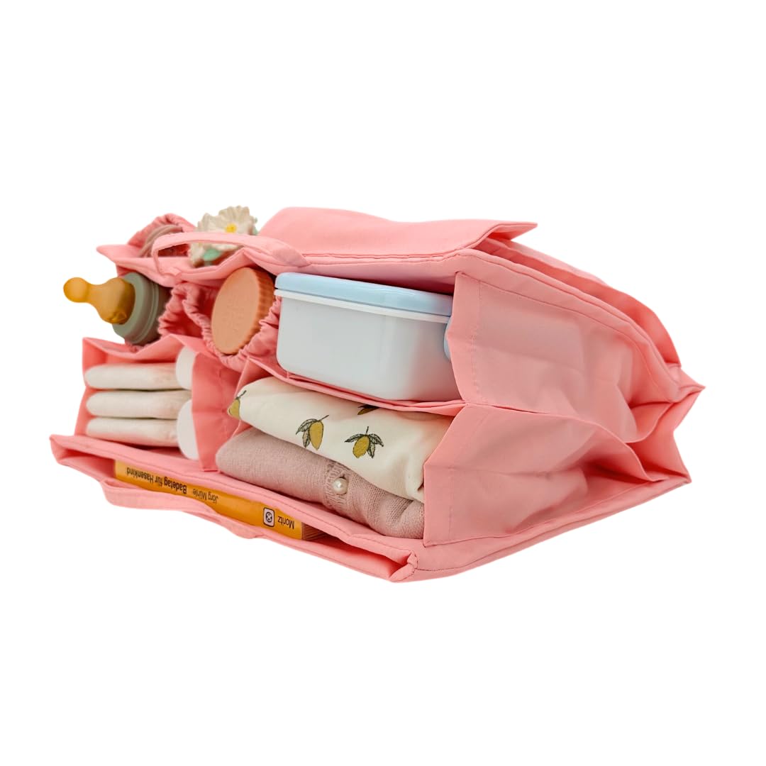 Classic - Baby Wickeltasche Handtasche Organizer, zahlreiche Fächer, wasserabweisend und waschbar flexibel für Shopper/Rucksäcke - Bag in Bag (Blossom Pink)