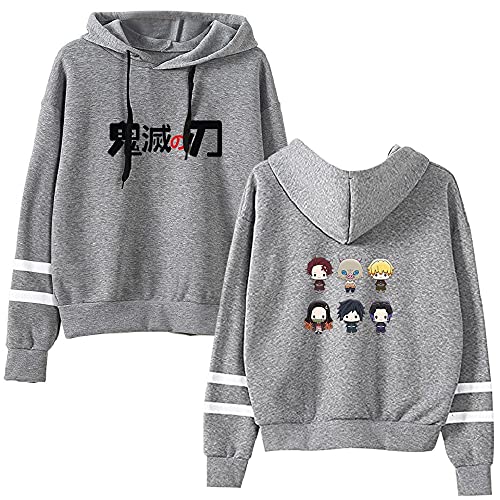 Yumenam Unisex Anime Demon Slayer Sudaderas con Capucha Kimetsu no Yaiba Tanjirou Nezuko Zenitsu Inosuke Impresión Manga Larga a Rayas Cosplay Sudadera con Capucha Trendy Hoodie Pullover Tops Cover