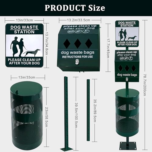 Jwevvie Dog Waste Station, 12 Gallons Pet Waste Bin, Outdoor Dog Waste Disposal System, for Backyard Commercial Park - Thumbnail 3