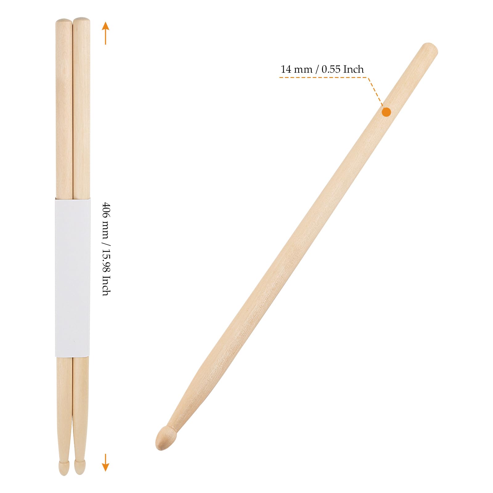 MUKCHAP 6 works 5A Drum Sticks, Maple Wood Drum Sticks, Wood Drum Sticks for Drumming Practice, Performance - Image 2