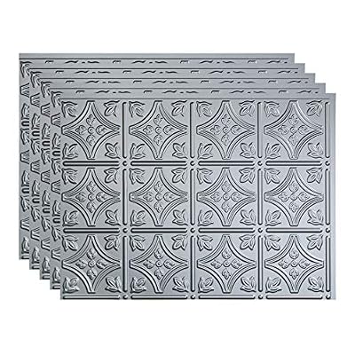 FASÄDE Traditional Style/Pattern 1 Decorative Vinyl 18in x 24in Backsplash Panel in Argent Silver (5 Pack)