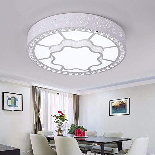 Plafonnier moderne LED circulaire 50cm avec cristal décoration salon éclairage intérieur