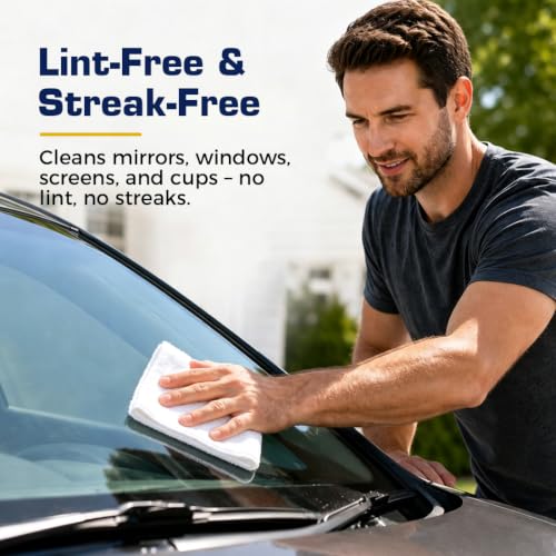 Image of GLIMGLINT Microfiber Cleaning Cloth 100 Pack, Reusable Paper Towels 11 x 9 | Lint Free & Ultra Absorbent Cleaning Rags for Car, Home, Kitchen, Glass & Screen, Washable Shop Towel Rag with Box White