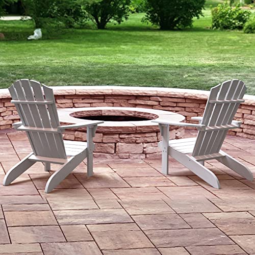 Vobelta Adirondack Chair, Premium Poly Lumber, Ergonomic Design And Comfort, Heavy Duty, Weatherproof, Outdoor Patio Garden Classic Adirondack Chairs, Waves Collection (White) #TOP2