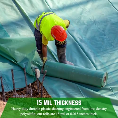 Farm Plastic Supply - Concrete Vapor Barrier - 15 mil - (14' x 70') - Heavy Duty Blue Plastic Tarp, Polyolefin Sheeting, Concrete Vapor Barrier, Roll of Heavy Duty Plastic