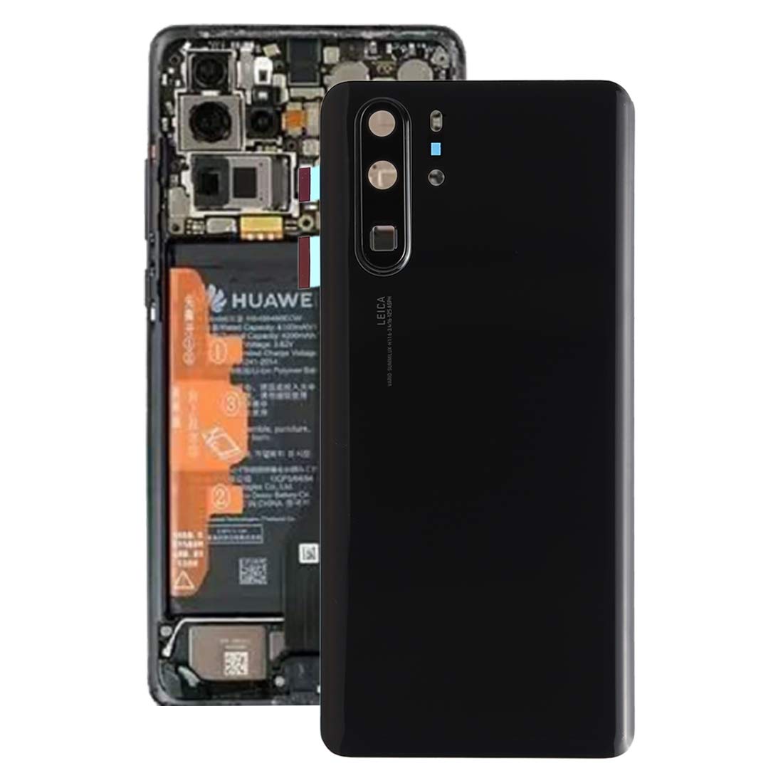Lente de cámara y tapa trasera para Huawei P30 Pro con bisel central negro 7