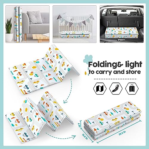 image for Gimars XL 0.6 inch Thickest Reversible Foldable Baby Play Mat, Waterpr