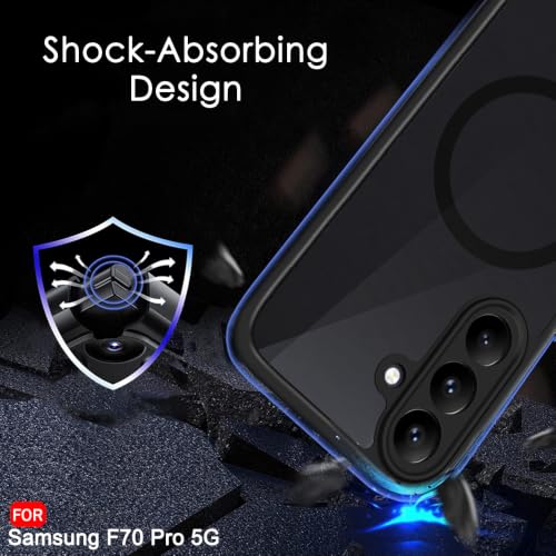 Image of TheGiftKart Hybrid Shockproof Back Cover Case for Samsung Galaxy F70 Pro 5G Compatible with MagSafe | Hard Back Cover Case for Samsung F70 Pro 5G (PC & TPU, Translucent Smoke Matte Back, Black Sides)
