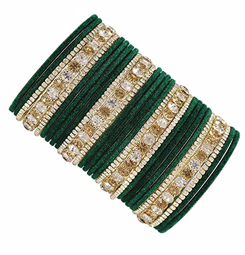 Image of NMII Non Precious Metal, Velvet and Zircon Gemstone Bangle set for Women /Girls