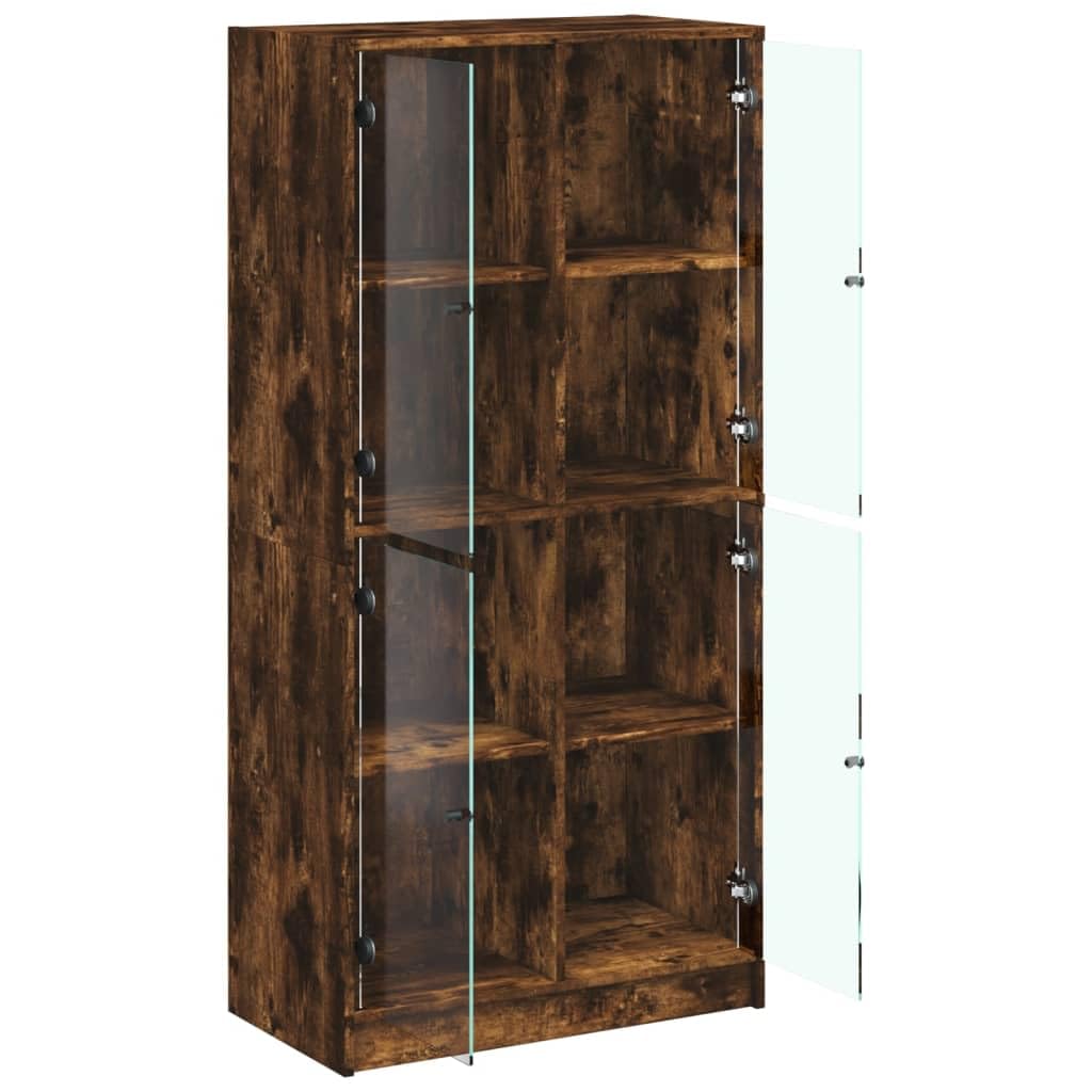 Mobile alto con ante in legno di rovere affumicato, 68 x 37 x 142