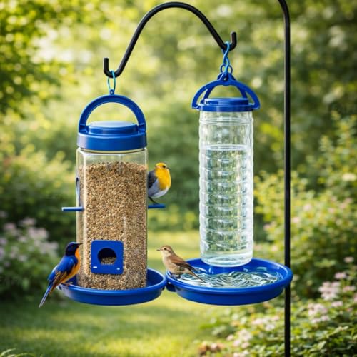 Image of Leafly Bird Feeder - Hanging Bird Feeder for Balcony, Garden & Outdoor Use (Water & Food Feeder)