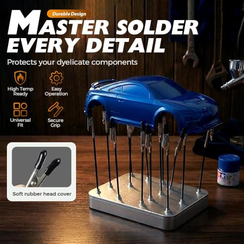 Image of 13PCS Helping Hands Soldering, Soldering Station, Soldering Iron Stand, Model Painting Stand, Hands-Free Operation for Model Making and PCB Soldering, 12 Black Clips and 1 storage box