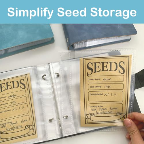 Seed Storage Organizer Binder, Seed Packet Organizer with 50 Clear Pockets - Image 5