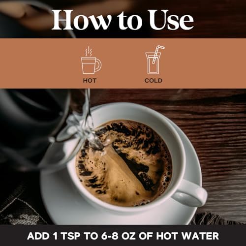 Miniatura 8 de Dolce Superfoods Café instantáneo orgánico - Certificado USDA, sabor audaz y suave, 14 onzas aptas para viajes, sin aditivos, sin OMG