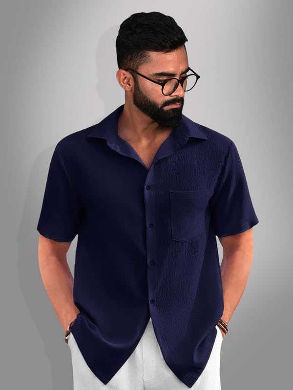 Image of Tee Projekt Solid Shirt for Men's ||Pop corn Shirt|| Solid Shirt for Men's|| Casual Shirt for Men||Half Sleeve Spread Collar Shirt for Men|| Pack of-2