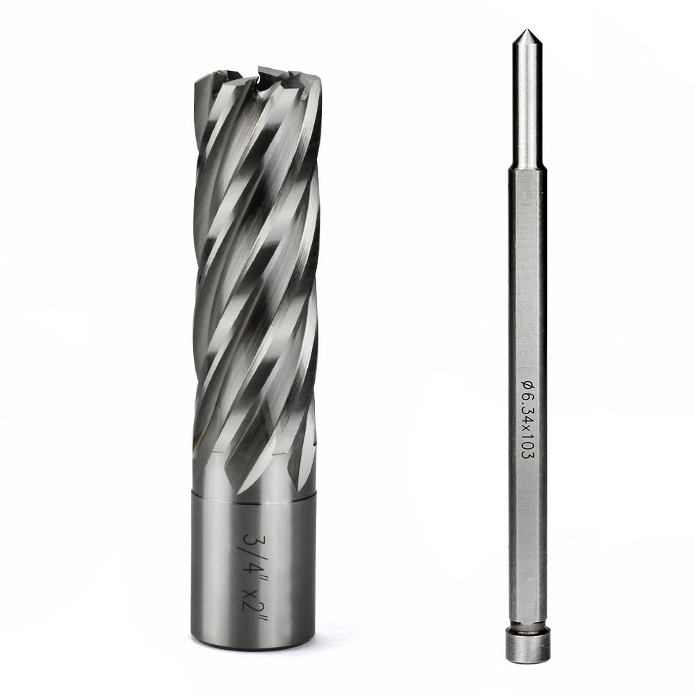 Annular Cutter 3/4 Inch Weldon Shank 3/4 Cutting Diameter 2 Cutting Depth Slugger Bits HSS Kit for Magnetic Drill Press