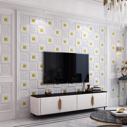 Image of TEKCOOL Self-Adhesive Waterproof PE Foam 3D Wall Panels Wallpaper Sticker for Bathroom, Living Room, and Home Decoration (70 x 77cm, Appx. 5.8Sq Feet)-1 piece