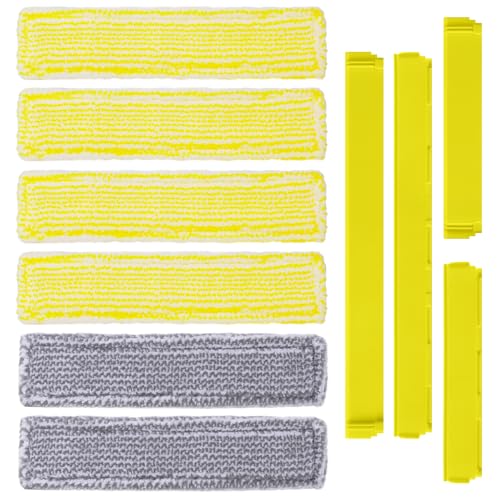 Wiseten Accesorios para Aspiradoras de Ventanas Kärcher WV6 WV 6 Plus WV7, 6 Piezas de Microfibra y 4 Piezas de Goma Extractor de Bordes de Goma Accesorios de Repuesto para Kärcher WV 6 Plus WV7