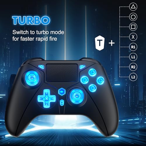 image for Dinosoo RGB Wireless Controller for PS5 with LED Light, Compatible wit