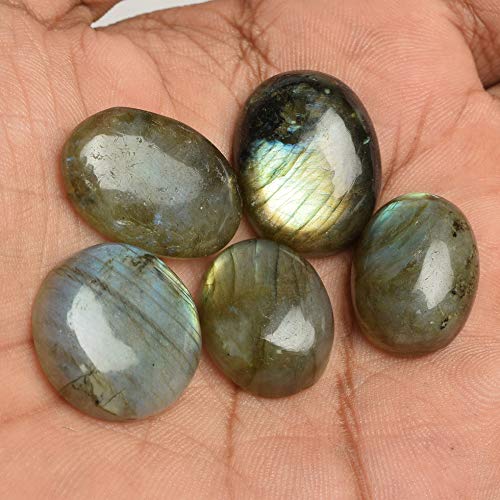 Gemhub Multi Color Labradorite Oval Cabochon 100 Ct Set Of 5 Pc Loose Gemstone Beads Bs-102 #TOP4