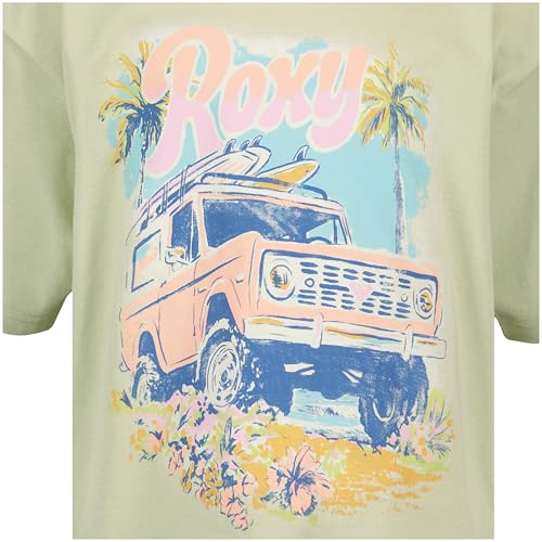 Image of Roxy Girls' Short Sleeve Oversized Fit Logo Tee, Crew Neck Graphic T-Shirt, Soft & Comfortable