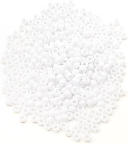 Miniatura 10 de Gxueshan 1000 cuentas acrílicas blancas de poni de 0.236 x 0.315 pulgadas a granel para pulseras de amistad, collares, joyería, aretes, trenzado de