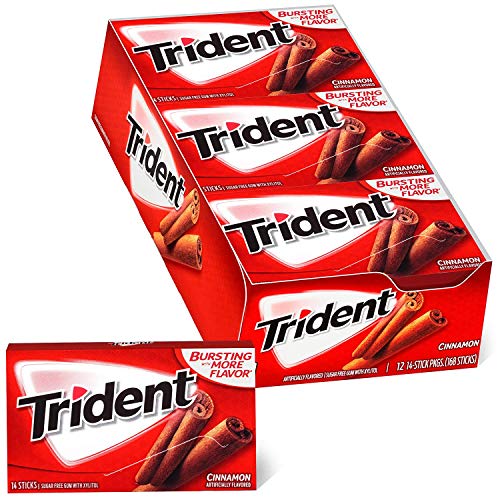 Trident Cinnamon Sugar Free Gum, 12 Packs of 14 Pieces (168 Total Pieces), 1 Pack