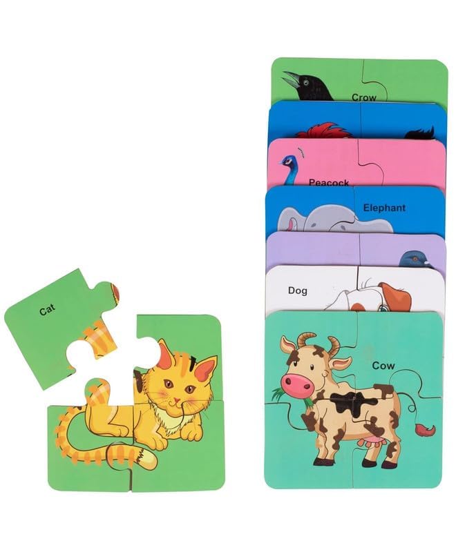 AVMART Wooden Educational Multi-Color Set of 8 Animal Jigsaw Puzzle Cards for Kids (5.5" x 5.5 Inch) (B0CTFLT1L3) Amazon Price History, Amazon Price Tracker