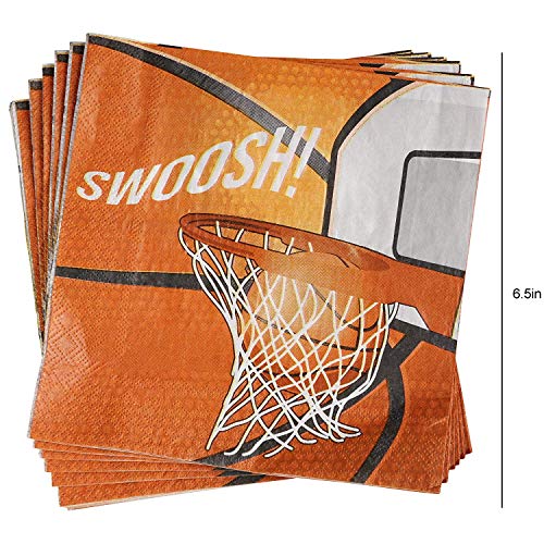 102 Piece Basketball Party Supplies Set Including Banner, Plates, Cups, Napkins, and Tablecloth, Serves 25 - Thumbnail 4