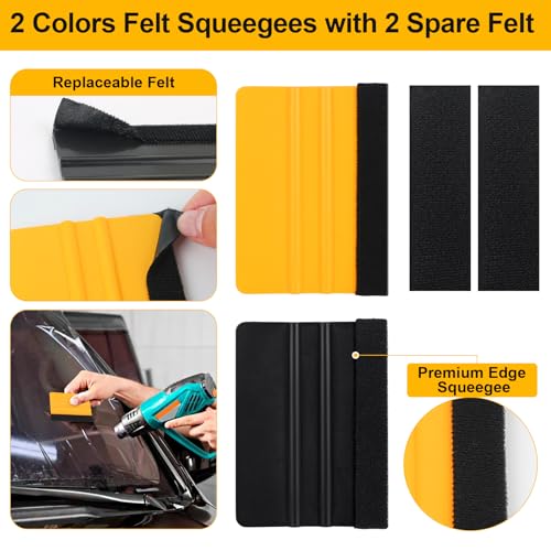 Sheryl&Rain 27 Stück Rakel für Folie, Folierungs Werkzeug Set, Rakelset Zum Folieren, Rakel Set für Tönungsfolie Auto mit 2 Filzrakel Rakel, Präzisionsmesser mit 15 Klingen, Cutter für Fensterfolien