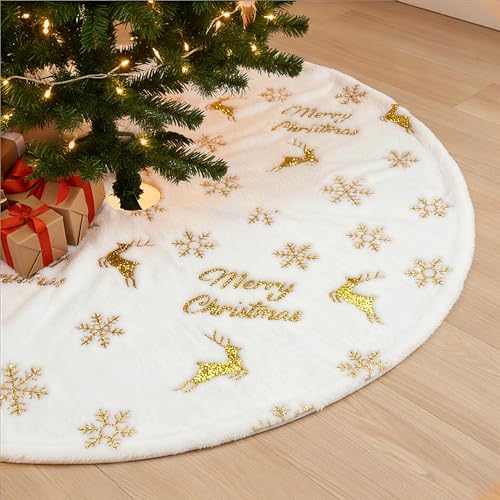 Falda Arbol De Navidad, Decoración Arbol Navidad, 90 Cm Blanco, Ornamentos Vacaciones Chrismas Parte, para Año Nuevo, Vacaciones, Hogar, Fiestas, Decoración Interior Y Exterior