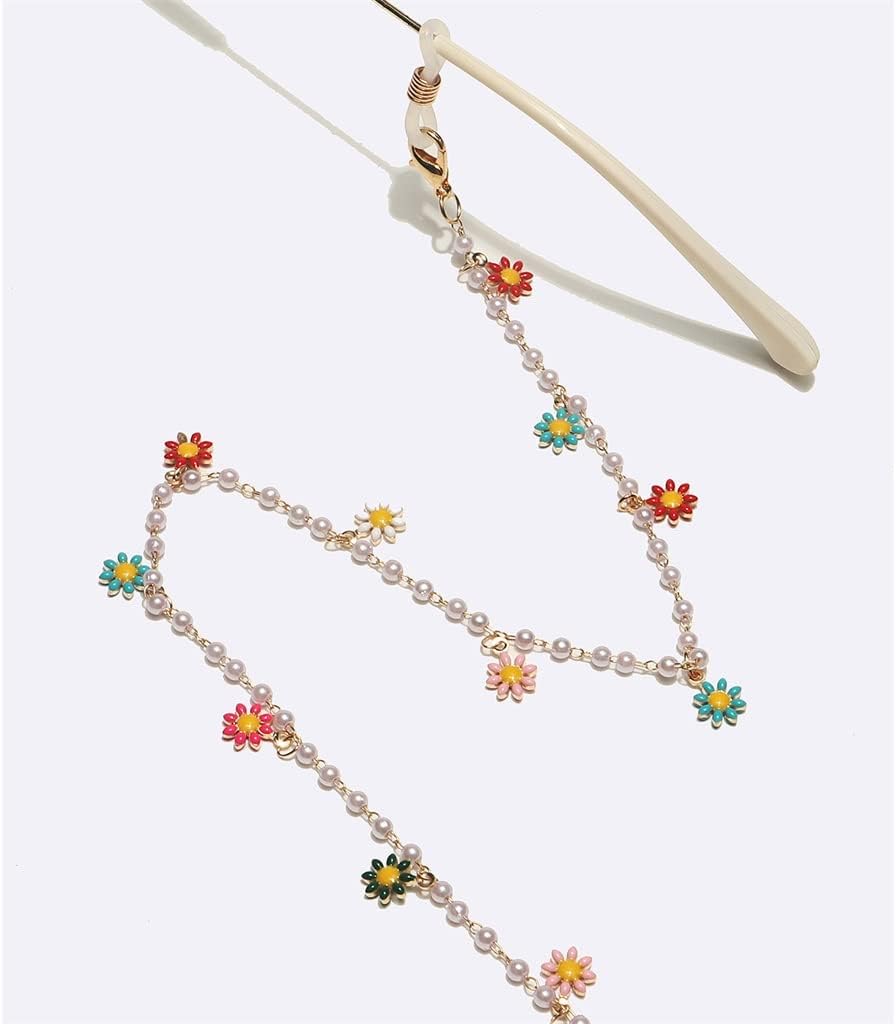 Handmade Chain Metal Eyeglass Rope Colorful Pearl Pendant