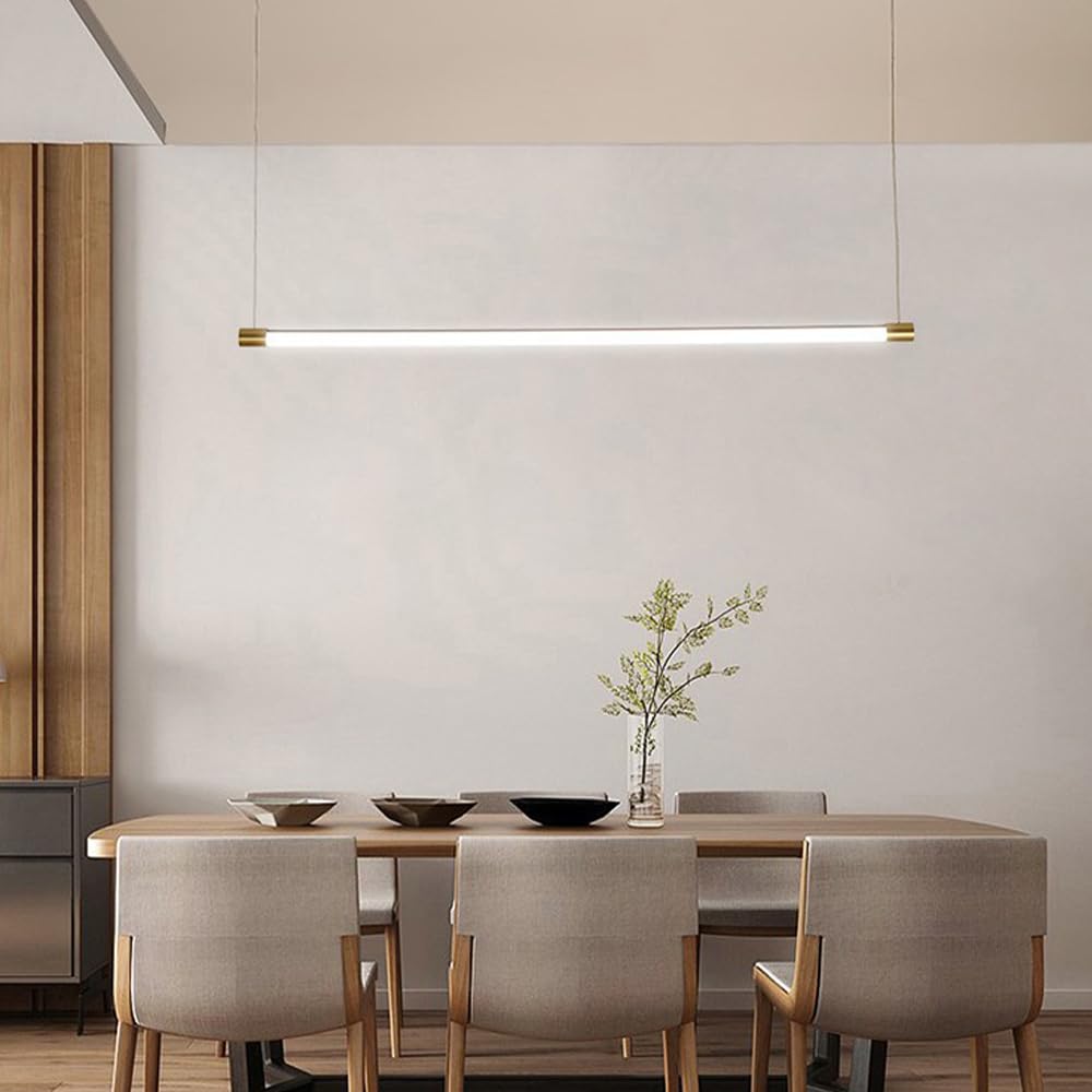 Lampadario a Sospensione a LED, lampadario lineare Dorato per Isola Cucina, Lampada a Sospensione Minimalista per soffitto, lampade da Tavolo da Pranzo e Ufficio, lampadari a 3 MOD