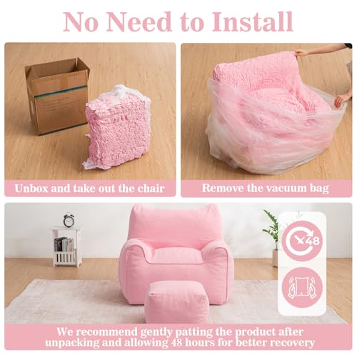 HOMMPA Bean Bag Chairs with Square Stuffed Pouf Ottoman Cat Shaped Comfy Bean Bag Sofa for Adults Large Reading Couch for Living Room Bedroom Dorm,Pink - image 6