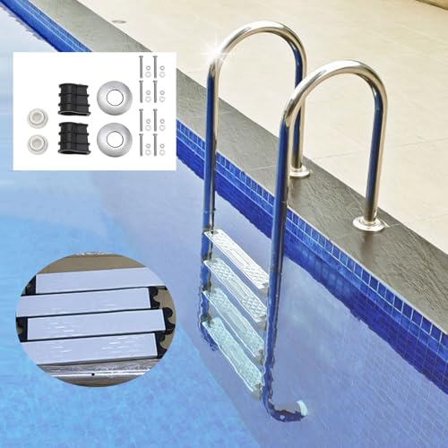 Escalera para piscina de acero inoxidable 4 peldaños miniatura 3