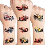UVUXO Race Car Temporary Tattoo for kids - 72 Styles Temporary for Girls Boy Body Arm Shoulder Car Tattoos Stickers, Birthday Party Supplies Gifts for Kids,Fast Race Car Party Decoration Supplies