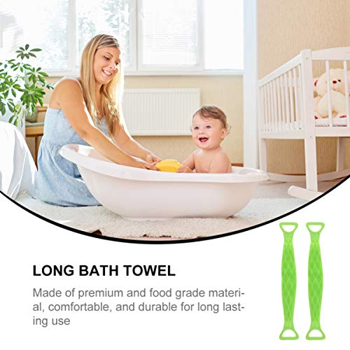 HEALLILY 2 Pcs Silicone Volta Purificador Esfoliante Corpo Longo para TrÃ¡s Massagem Escova Toalha d
