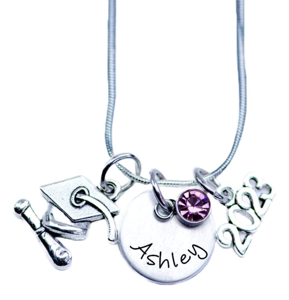 Graduation Necklace, Personalized Graduation Gift, Class of 2023, Hand Stamped Graduation Jewelry, High School Graduation, Class of 2022, Class of 2023