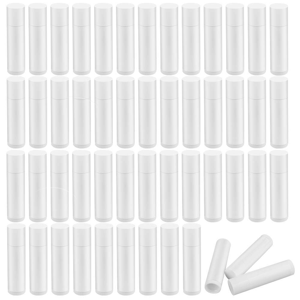 ProLeo 50 pustych pomadek, puste pojemniki do pielęgnacji ust, do samodzielnego wykonania, balsamy do ust, do wielokrotnego napełniania, z nasadką (białe, 5 ml)